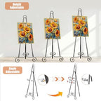 46" H Adjustable Metal Display Easel - Vintage Black Scroll Design, Rust-Proof Metal Stand for Showcasing Pictures, Artlork, Picture Frame and Wedding Signs - Image 3