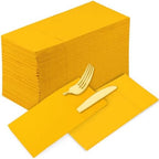 KAMMAK Dinner Napkins Disposable Cloth Like Paper Napkins with Pocket 100 Pack Orange-Yellow Wedding Napkins Reception Guest Hand Towels for Party, Decorative, Bathroom, Restaurant (16.5 x 16.5 inch) by KAMMAK