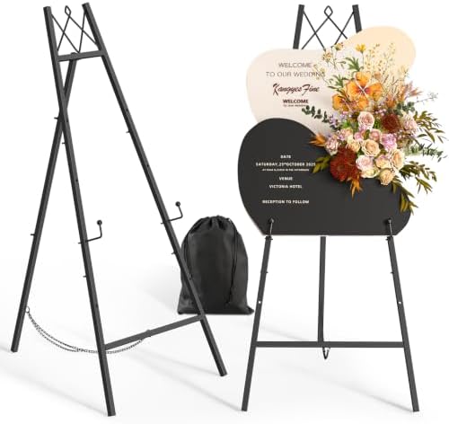 Snughome 45.7" Black Easel Stand for Sign, Wedding, with Drawstring Bag by Snughome
