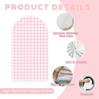 Checkered Gingham Arch Backdrop Cover 7.2ft Pastel Pink and White Classic Plaid Pattern Girl Bridal Baby Shower Birthday Party Stretchy Arched Photo Booth Decorations 7ft - Image 4