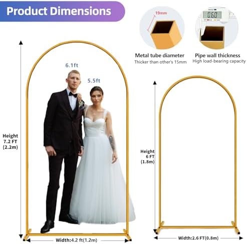Hemmotop Metal Arch Backdrop Stand Set of 2, 7.2ft and 6ft - Image 3