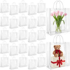 LEIFIDE 50 Pcs Plastic Clear Gift Bags with Handles,11.8 X 13.8 X 4.7 Inch by LEIFIDE