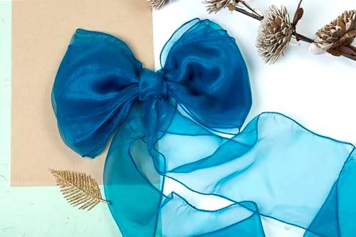 MDS Pack of 75 Organza Chair Sashes for Wedding & Event Décor – Dark Teal - Image 5