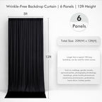 30ftx12ft Black Backdrop Curtain for Wedding Party 6 Panels 5×12FT Tall - Image 4
