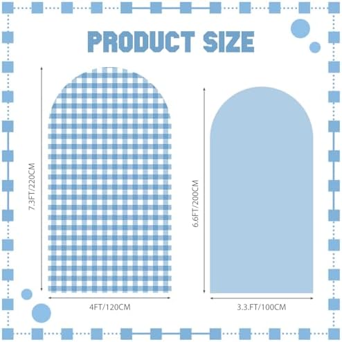 Tegeme 2 Set Gingham Arch Backdrop Cover 7.2ft 6.6ft Arch Cover, Blue - Image 2