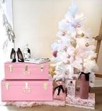 Vixdonos Decorative Large Metal Box Storage Trunk Chest Set of 2 College Dorm Organizer with Hardware Hasps and Handle for Home Deocr,23.7X14.2X9.5 Inches,Deep Pink - Image 5