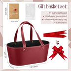 Wonderjune Empty Baskets for Gift Leather Thanksgiving Gift Bags, Red - Image 2