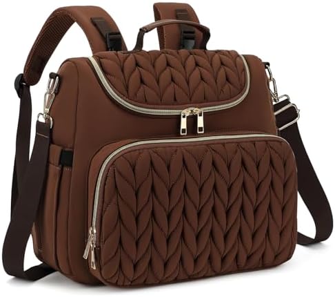 Small Diaper Bag Backpack Quilted Mini Baby Crossbody Diaper Bag Tote for Mom and Baby Girls Boys (Brown) by Unknown