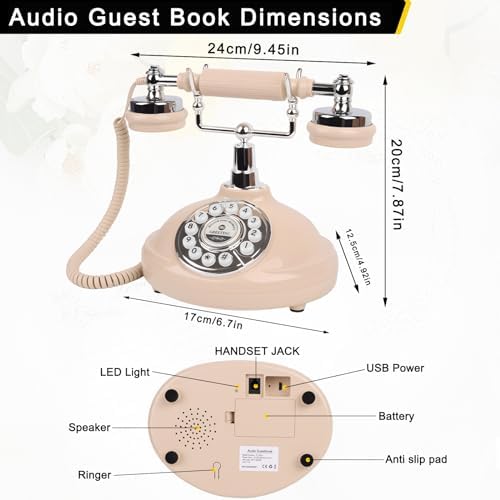 Audio Guest Book Wedding Phone- Record Customized Audio Messages with GuestBook – A Personal and Convenient Way to Preserve Your Special Occasions (Beige Phone) - Image 6