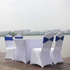 50pcs Spandex Sashes for Chair Wedding Party Banquet Decoration Stretch Chair Sashes Bows Chair Bands with Buckle for Wedding Hotel Banquet Birthday Party Decorations(Royal Blue) - Image 5
