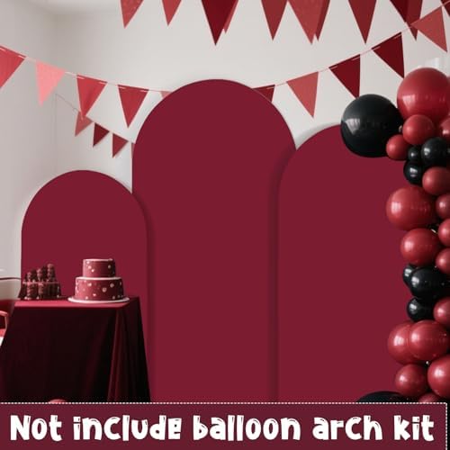 3Pcs Crimson Arch Backdrop Covers(7.2FT/6.6FT/6FT), Spandex Fitted Chiara Arch Stand Covers Backdrops for Wedding Baby Shower Birthday Graduation Photo Booth Props(Only Cover) - Image 3