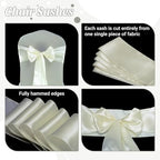 MDS® Pack of 150 Satin Chair Sashes for Wedding & Events – Ivory - Image 5