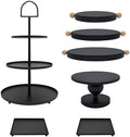 Set of 7 Black Cake Stands Metal Dessert Display Holder Table Decor by FESTLOVE