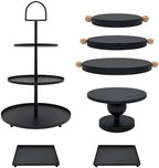 Set of 7 Black Cake Stands Metal Dessert Display Holder Table Decor by FESTLOVE