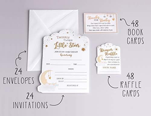 Lillian Rose Twinkle Little Star Theme Baby Shower Invitation Set, White - Image 2