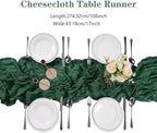 15 Pack Emerald Green Cheesecloth Table Runner 9FT Rustic Sheer Table Runners 17x108 Inch Gauze Boho Runner for Wedding Bridal Baby Shower Birthday Party Table Decorations - Image 2