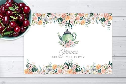 Andaz Press Custom Personalized Disposable Paper Placemats, 12 x 18 Inch, Set of 25, Bridal Tea Party Custom Coral and Peach Floral, Tableware, Dining, Tabletop, Table Setting for Bridal Shower - Image 4