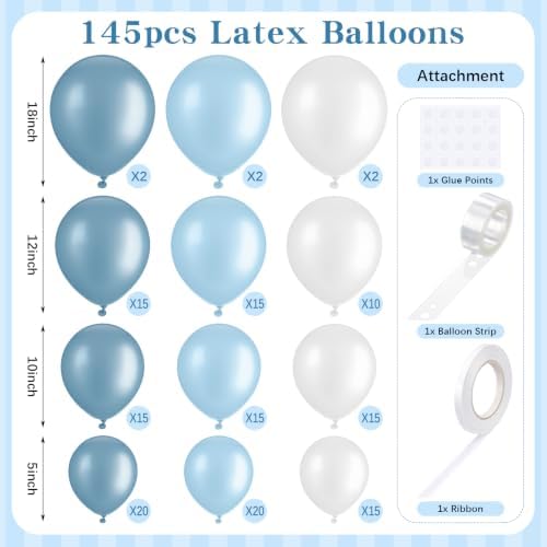Baby Blue 2 Set Striped & Solid Ripple Arch Backdrop Cover Decor - Image 3