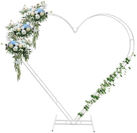 6.8 * 6.9Ft Wedding Heart Shape Archway Backdrop Stand, Love Balloon Column Arch Frame, Metal Wedding Arch Backdrop Stand for Ceremony, Wedding, Baby Shower, Birthday Party, Flower Wall Decoration by Unknown