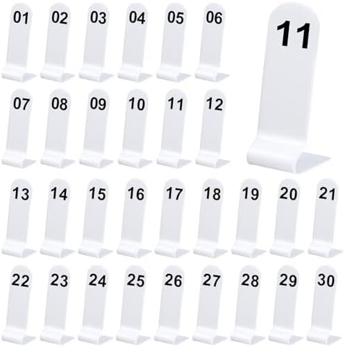 Tuanse 1-30 Table Order Numbers,Restaurant Double Sided Acrylic Sign, White by Tuanse
