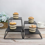 Dessert Table Risers Display Stands Food display Black Metal Square Retail Pizza,Cupcake,Candy Stands Food Platter Tray,6x6 INCH,Set of 4 - Image 3
