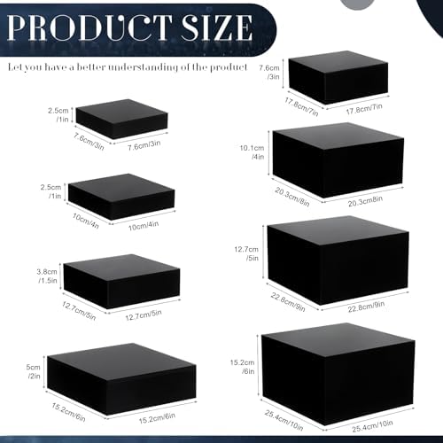 Geelin 8 Pack Acrylic Buffet Display Risers for Food Jewelry,Black,Flat - Image 2