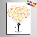 Free Custom Wedding Guest Book Alternative Sweet Couple with Balloons Canvas Fingerprint Painting DIY Guest Sign-in Book for Anniversary Party Decorations-60x80cm by Unknown