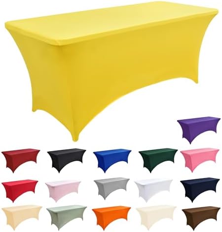 6-Pack 6ft Spandex Table Covers for Rectangle Standard Folding Tables - Wrinkle Resistant Stretch Tablecloths - Ultimate Fitted Table Protector for Parties, Trade Shows, Wedding - Image 3