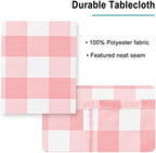 Hiasan Checkered Tablecloth Rectangle 60 x 120 Inch, Peach Pink and White - Image 4