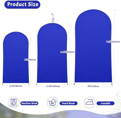 7.2FT Royal Blue Arch Backdrop Cover - Polyester Fitted Wedding Arch Stand Covers Round Top Chiara Arch Backdrop Cover for Birthday Party Banquet Photo Background Decoration - Image 5