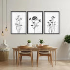 flowtorely Flower Plant Wall Art Decor 24"x16" Set of 3 Black And White - Image 3