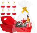 AFOROEOA 10PACK Red Baskets For Gifts Empty, 10x12”Thick Kraft Gift Basket with 10 Bows 10 Bags Empty Gift Baskets for Christmas, Easter, Birthdays, Snacks, Farmers Market by AFOROEOA