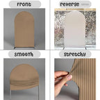 Double-Sided Arch Frame Fabric Cover Beige White Ripples Arched Panel Stand Cover for Wedding Birthday Baby Shower Parties Decoration (Brown-HP465,3X6.5ft) - Image 5