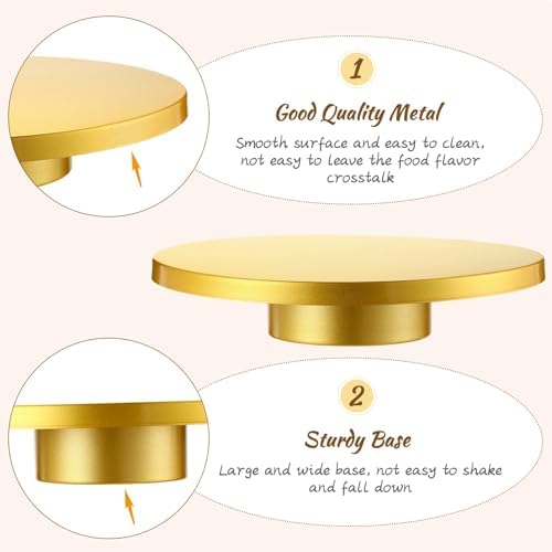 Wenqik 14 Inch Gold Cake Stand Metal with Knife Spatula Set, Gold - Image 3