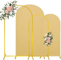 7.2FT, 6FT Wedding Arch Stand and Matching Khaki Spandex Fitted Arch Backdrop Cover Set, Round Top Chiara Backdrop Stands and Covers for Birthday Party Baby Shower Banquet Arch Decor (Khaki) by JALANCY