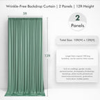 10x12ft Sage Green Backdrop Curtains for Wedding Party 2 Panels 5×12FT Tall - Image 2