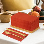 KAMMAK Dinner Napkins Disposbale Cloth Like Paper Napkins with Pocket 100 Pack Terracotta and Orange Wedding Reception Guest Hand Towel for Party Decoration, Bathroon, Kitchen (16.5 x 16.5 inch) - Image 4
