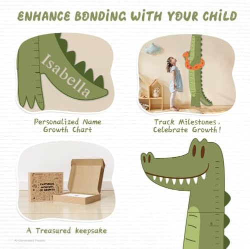 Personalized Name Kids Height Wall Chart - Crocodile Wood Height Chart - Image 5