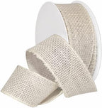 Morex Natural Burlap Wired Ribbon for Decorations, Holidays, Parties, Home and Outdoor Decor, 1.5" x 50 Yd, Cream by MorexRibbon