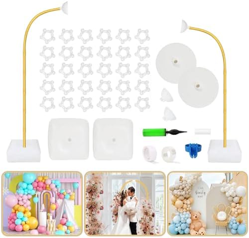 Bazen Half Arch Backdrop Stand for Party Adjustable Height Gold 8.2FT& 6FT by Bazen