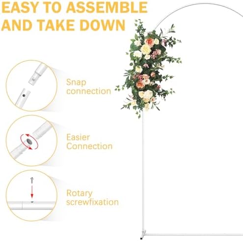 Gold Metal Arch Backdrop Set of 2 (7.3FT/6FT), Balloon Arch Stand for Wedding Ceremony, Baby Shower, Outdoor Indoor Birthday Party, Graduation Decoration, White (Beige(Set 6)) - Image 4