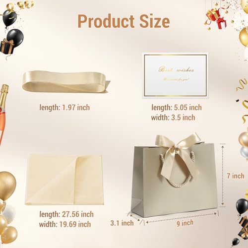 DOYIDE 50 Pack Gift Bags Medium Size with Ribbon &Tissue Paper, 9"x7"x3.1" - Image 3