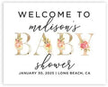 Andaz Press Personalized Large Canvas Baby Shower Welcome Sign, 16 x 20 Inches, Floral Baby, Guestbook Alternative, Custom Baby Shower Sign, for Floral Baby Shower, Baby Sprinkle by AndazPress