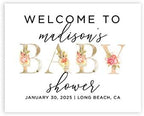 Andaz Press Personalized Large Canvas Baby Shower Welcome Sign, 16 x 20 Inches, Floral Baby, Guestbook Alternative, Custom Baby Shower Sign, for Floral Baby Shower, Baby Sprinkle by AndazPress