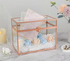 Glass Wedding Card Box with Slot, 10.2 inch Large Clear Card Box for Wedding Receptions, Rose Gold Gift Card Storage Box for Baby Shower, Birthday Party, Bridal Shower - Image 2