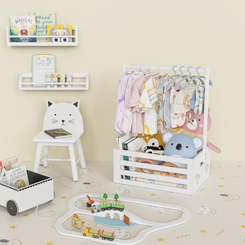 BAMBOOHOMIE Baby Shower Crate Closet, Baby Baskets with Hangers Handle, Baby Crate Box for Baby Shower, Welcome Gift Basket for Newborn Baby, Pregnancy Gift for New Parents (White, Small Size) - Image 6