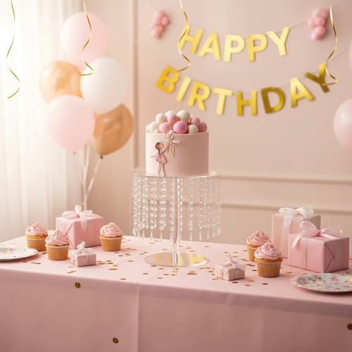 Cake Stands for Party, Clear Acrylic Cake Stand for Dessert Table, 12.2in Round Crystal Cake and Cupcake Stand for Wedding Birthday Party Event Decorations - Image 2