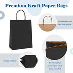 GSSUSA 400 Pack 8x4.25x10.5'' Paper Bags with Handles Bulk, Black Kraft Paper Gift Bags for Small Business, Sturdy Grocery Retail Shopping Bag, Birthday Party Favor Bag, Craft - Image 3