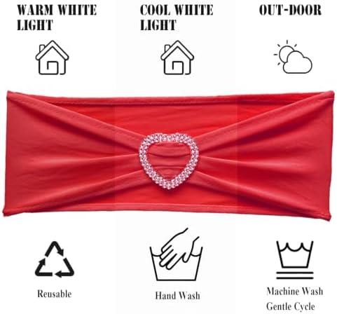 Red Chair Sashes 60 Pack Spandex Red Sashes for Chairs with Heart Buckle - Image 4