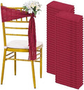 60 PCS Burgundy Chair Sashes Cheesecloth ChairSashes Rustic Chair Decorative Bows Designed ChairCover for Wedding Banquet Party Aisle Home Kitchen Decoration (16 x 70 inch) by Pesonlook
